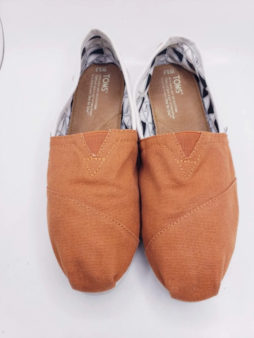 Toms Orange & White University Of Texas Austin Slip On Flats Women's Size 8.5